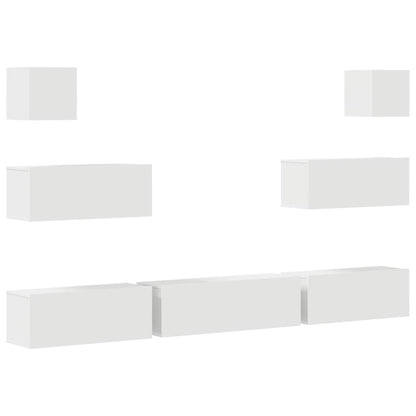 Set di Mobili Porta TV 7 pz Bianco in Legno Multistrato