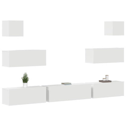 Set di Mobili Porta TV 7 pz Bianco in Legno Multistrato