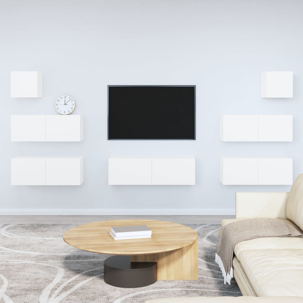 Set di Mobili Porta TV 7 pz Bianco in Legno Multistrato - homemem39