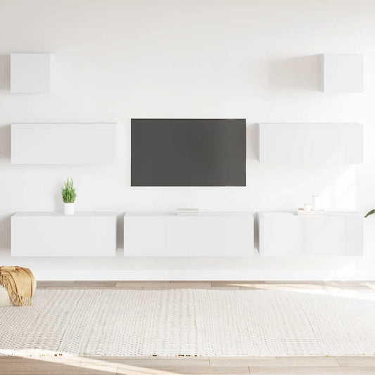 Set di Mobili Porta TV 7 pz Bianco in Legno Multistrato | homemem39