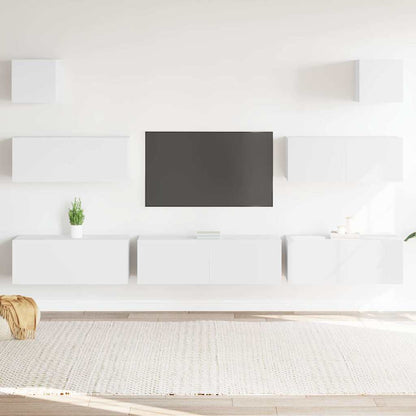 Set di Mobili Porta TV 7 pz Bianco in Legno Multistrato