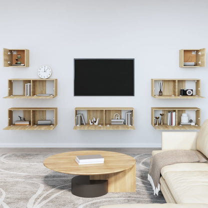 Set di Mobili Porta TV 7 pz Rovere Sonoma in Legno Multistrato