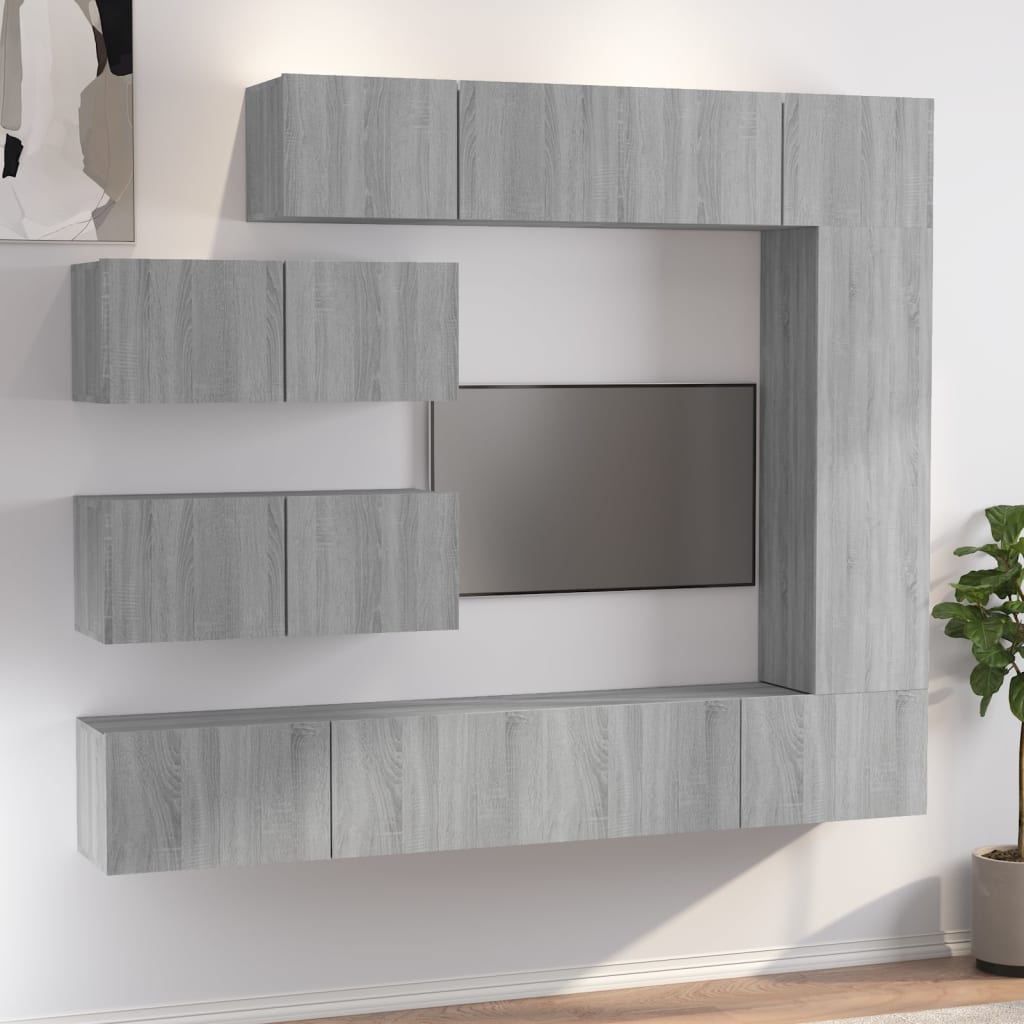 Set di Mobili Porta TV 7 pz Grigio Sonoma in Legno Multistrato - homemem39