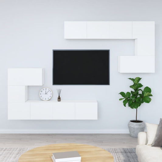 Mobile Porta TV a Parete Bianco in Legno Multistrato | homemem39