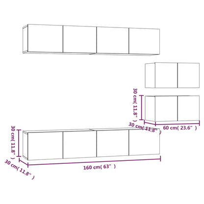 Set Mobili Porta TV 6 pz Nero in Legno Multistrato