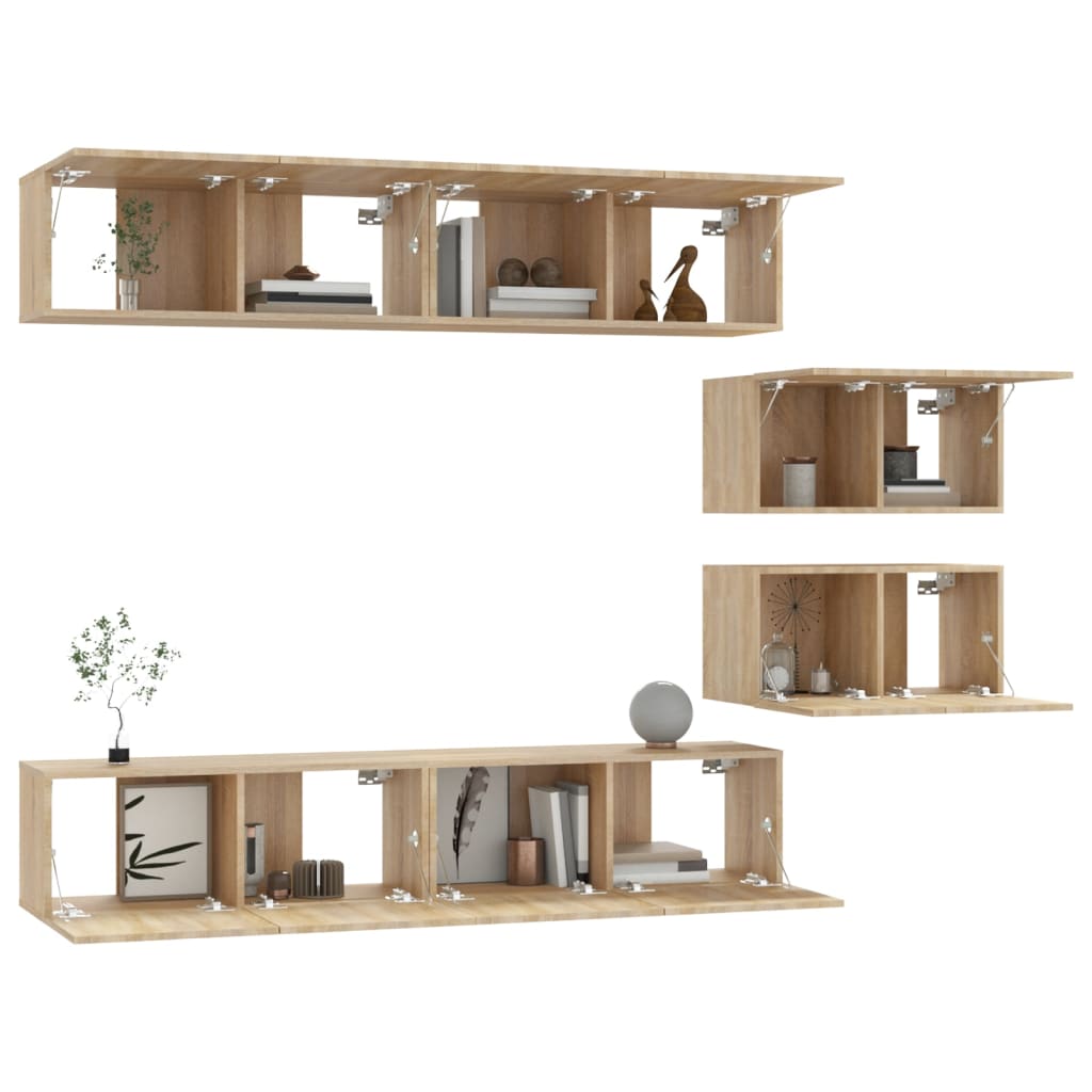 Set di Mobili Porta TV 6 pz Rovere Sonoma in Legno Multistrato - homemem39