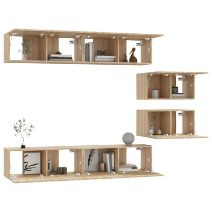 Set di Mobili Porta TV 6 pz Rovere Sonoma in Legno Multistrato - homemem39