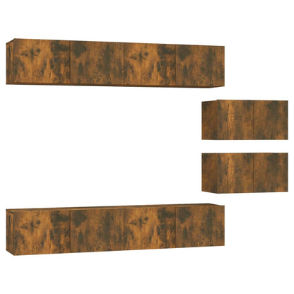 Set di Mobili Porta TV 6 pz Rovere Fumo in Legno Multistrato - homemem39