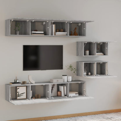 Set di Mobili Porta TV 6 pz Grigio Sonoma in Legno Multistrato - homemem39