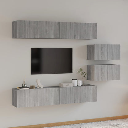 Set di Mobili Porta TV 6 pz Grigio Sonoma in Legno Multistrato - homemem39