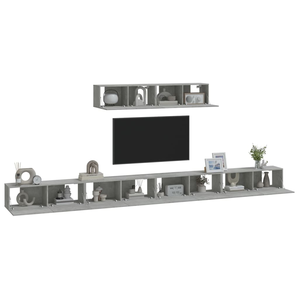 Set di Mobili Porta TV 6 pz Grigio Cemento in Legno Multistrato - homemem39