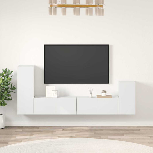 Set di Mobili Porta TV 4 pz Bianco in Legno Multistrato