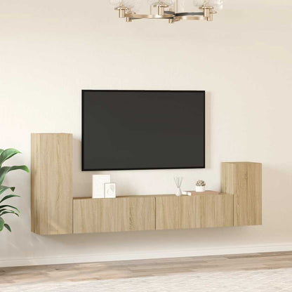 Set di Mobili Porta TV 4 pz Rovere Sonoma in Legno Multistrato - homemem39
