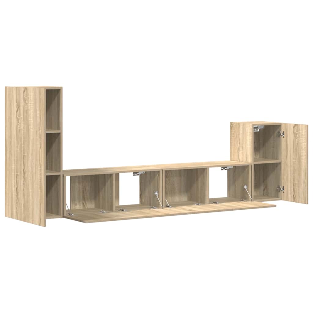 Set di Mobili Porta TV 4 pz Rovere Sonoma in Legno Multistrato - homemem39