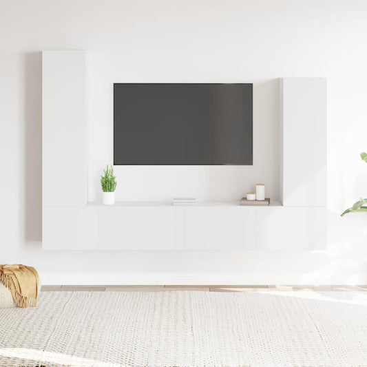 Set di Mobili Porta TV 4 pz Bianco in Legno Multistrato