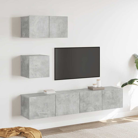 Set di Mobili Porta TV 4 pz Grigio Cemento in Legno Multistrato - homemem39