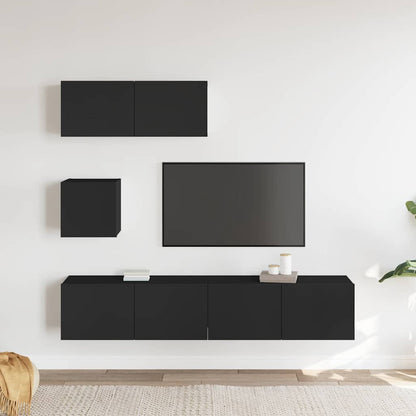 Set Mobili Porta TV 4 pz Nero in Legno Multistrato - homemem39