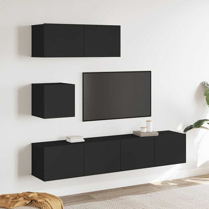 Set Mobili Porta TV 4 pz Nero in Legno Multistrato - homemem39