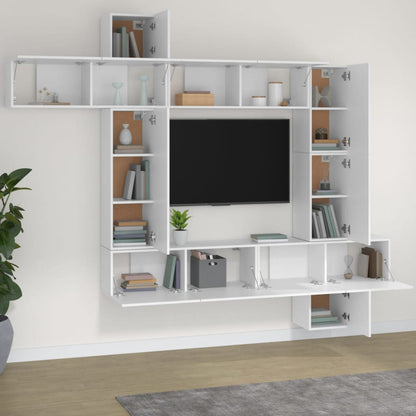 Set Mobili Porta TV 9 pz Bianco in Legno Multistrato | homemem39