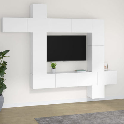 Set Mobili Porta TV 9 pz Bianco in Legno Multistrato | homemem39