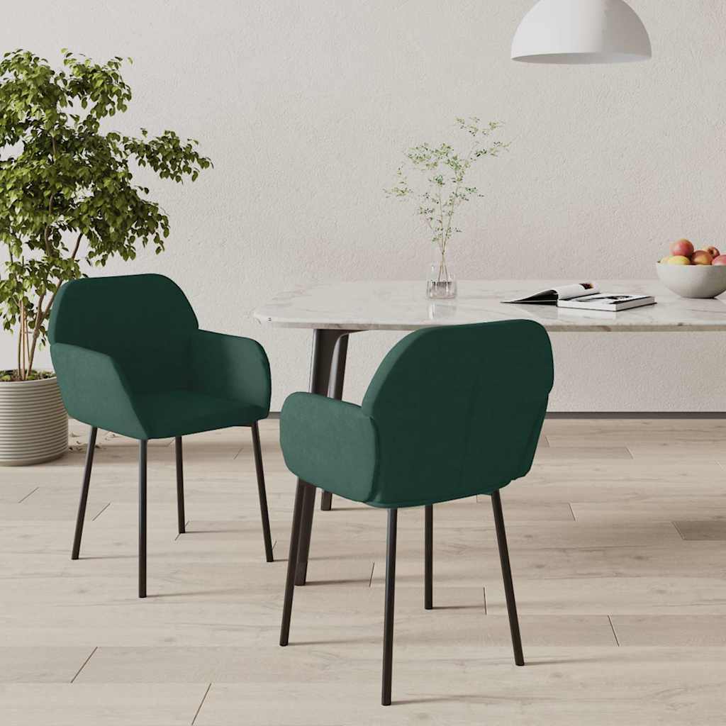 Sedie da Pranzo 2 pz Verde Scuro in Velluto