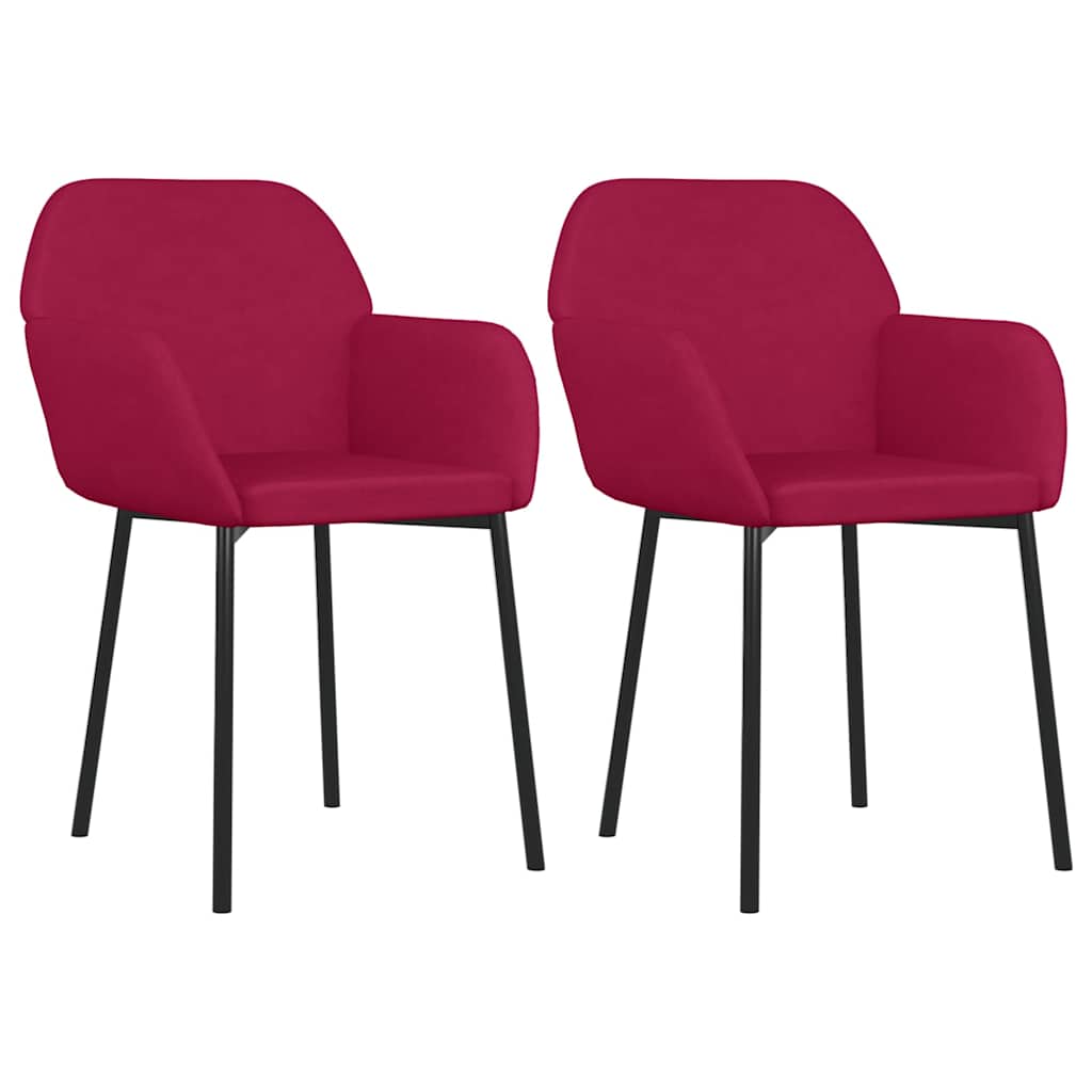 Sedie da Pranzo 2 pz Rosso Vino in Velluto