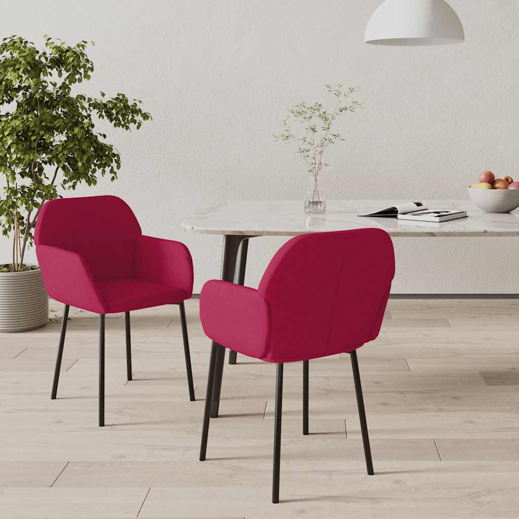 Sedie da Pranzo 2 pz Rosso Vino in Velluto | homemem39