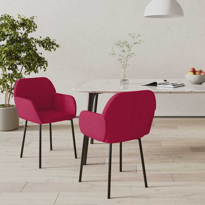 Sedie da Pranzo 2 pz Rosso Vino in Velluto