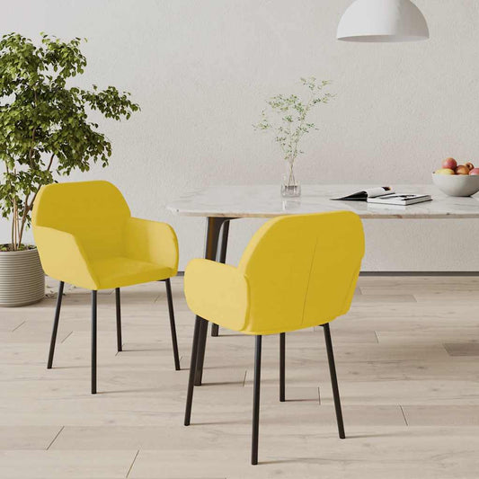 Sedie da Pranzo 2 pz Gialle in Velluto | homemem39