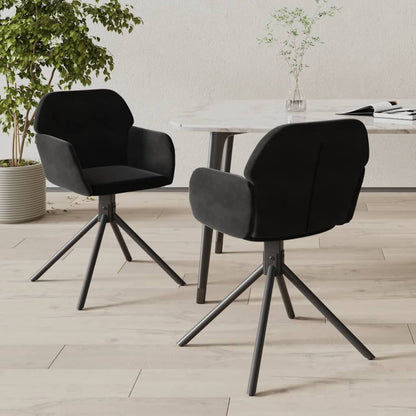 Swivel Dining Chairs 2 pcs Black Velvet