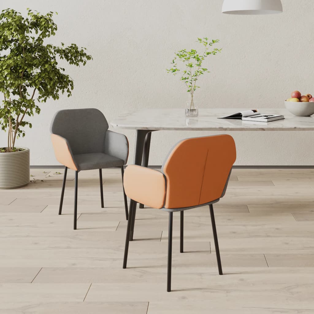 Sedie da Pranzo 2 pz Grigio Chiaro in Tessuto e Similpelle | homemem39