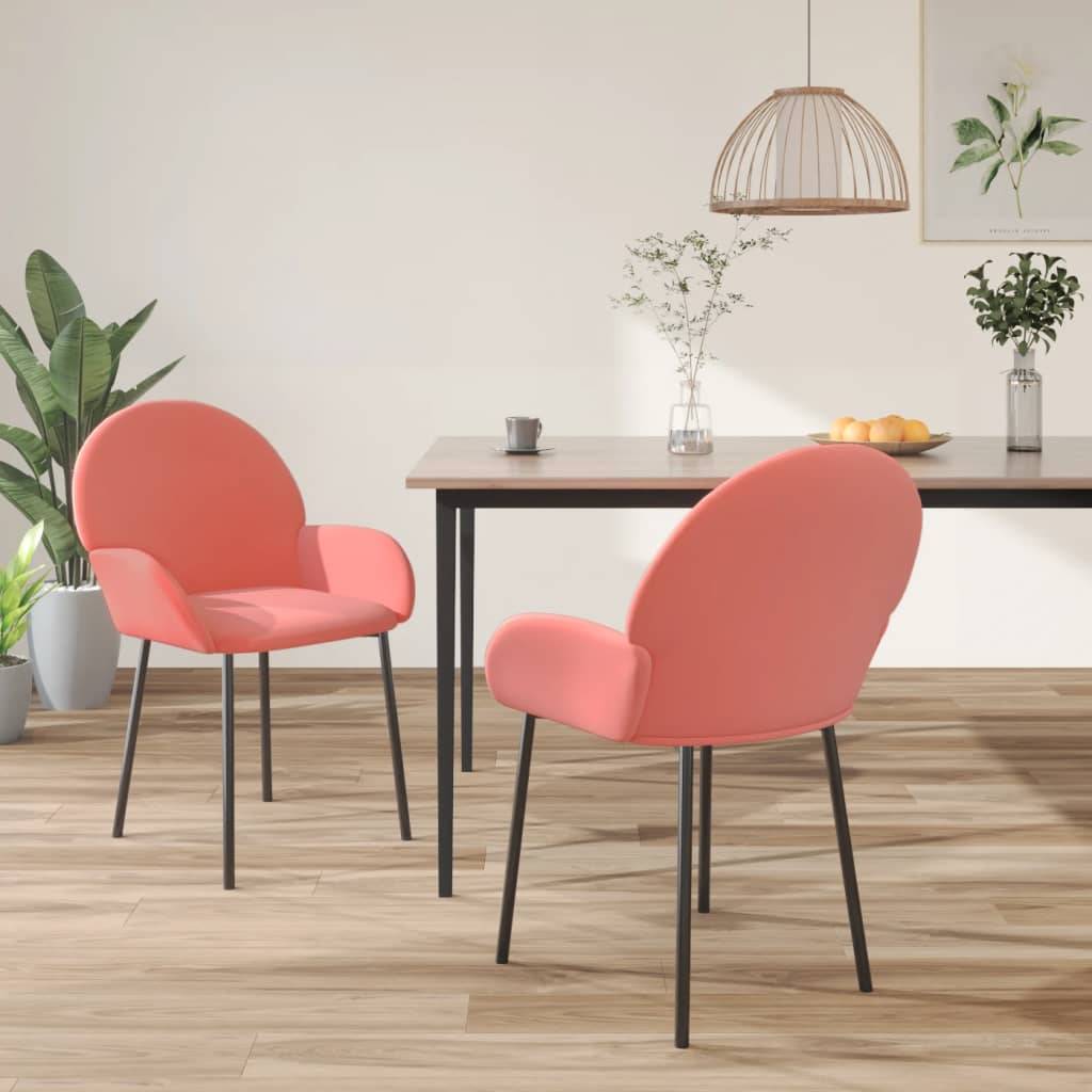 Sedie da Pranzo 2 pz Rosa in Velluto | homemem39