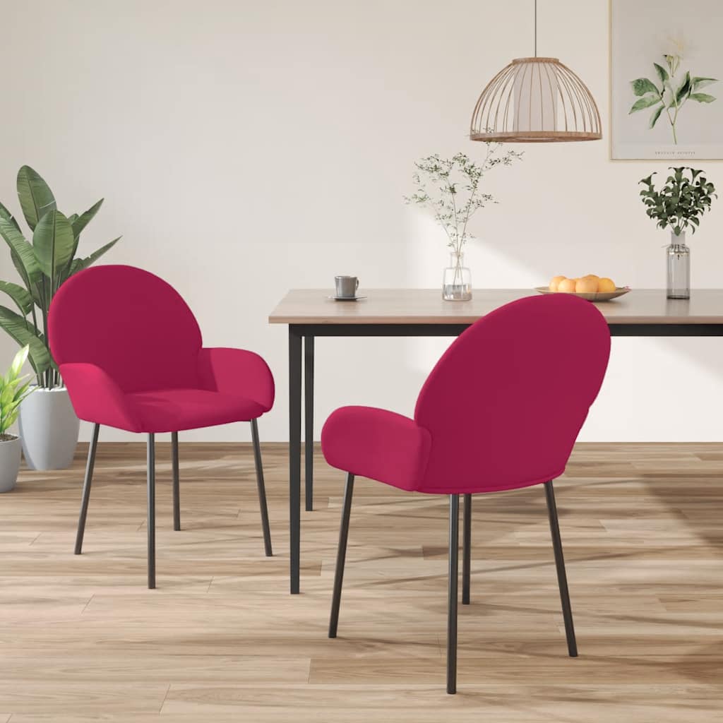 Sedie da Pranzo 2 pz Rosso Vino in Velluto | homemem39