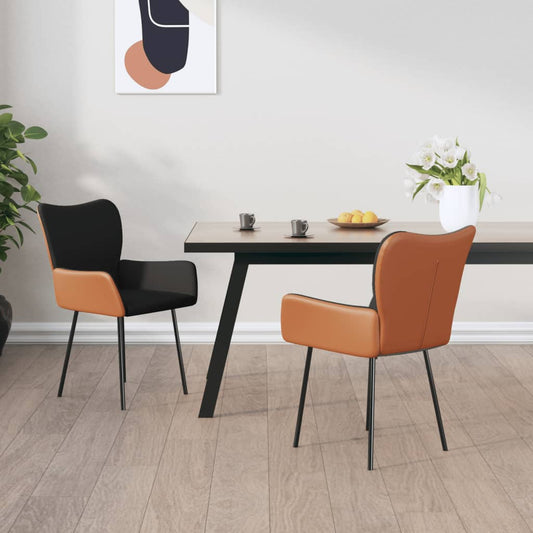 Sedie da Pranzo 2 pz Nere in Tessuto e Similpelle | homemem39