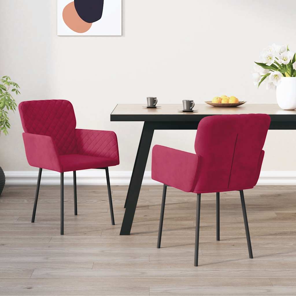 Sedie da Pranzo 2 pz Rosso Vino in Velluto | homemem39