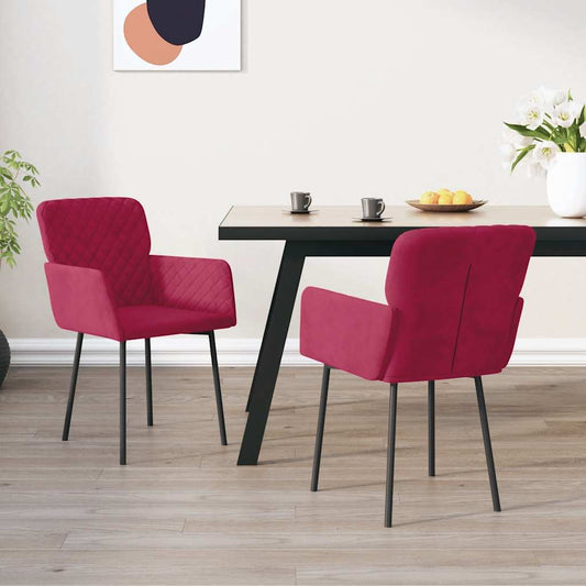Sedie da Pranzo 2 pz Rosso Vino in Velluto | homemem39