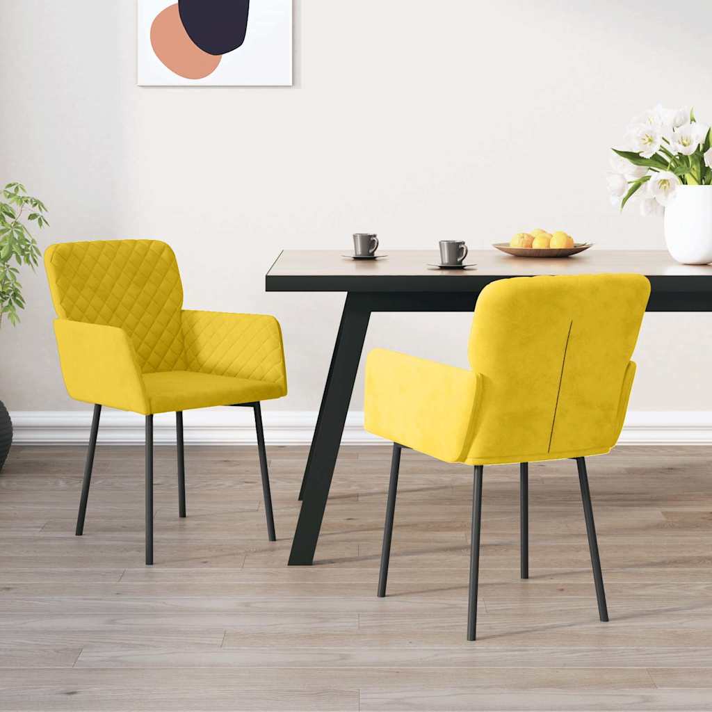 Sedie da Pranzo 2 pz Gialle in Velluto | homemem39