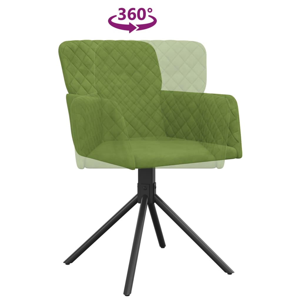 Sedie da Pranzo Girevoli 2 pz Verde Chiaro in Velluto