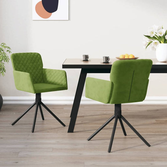 Sedie da Pranzo Girevoli 2 pz Verde Chiaro in Velluto
