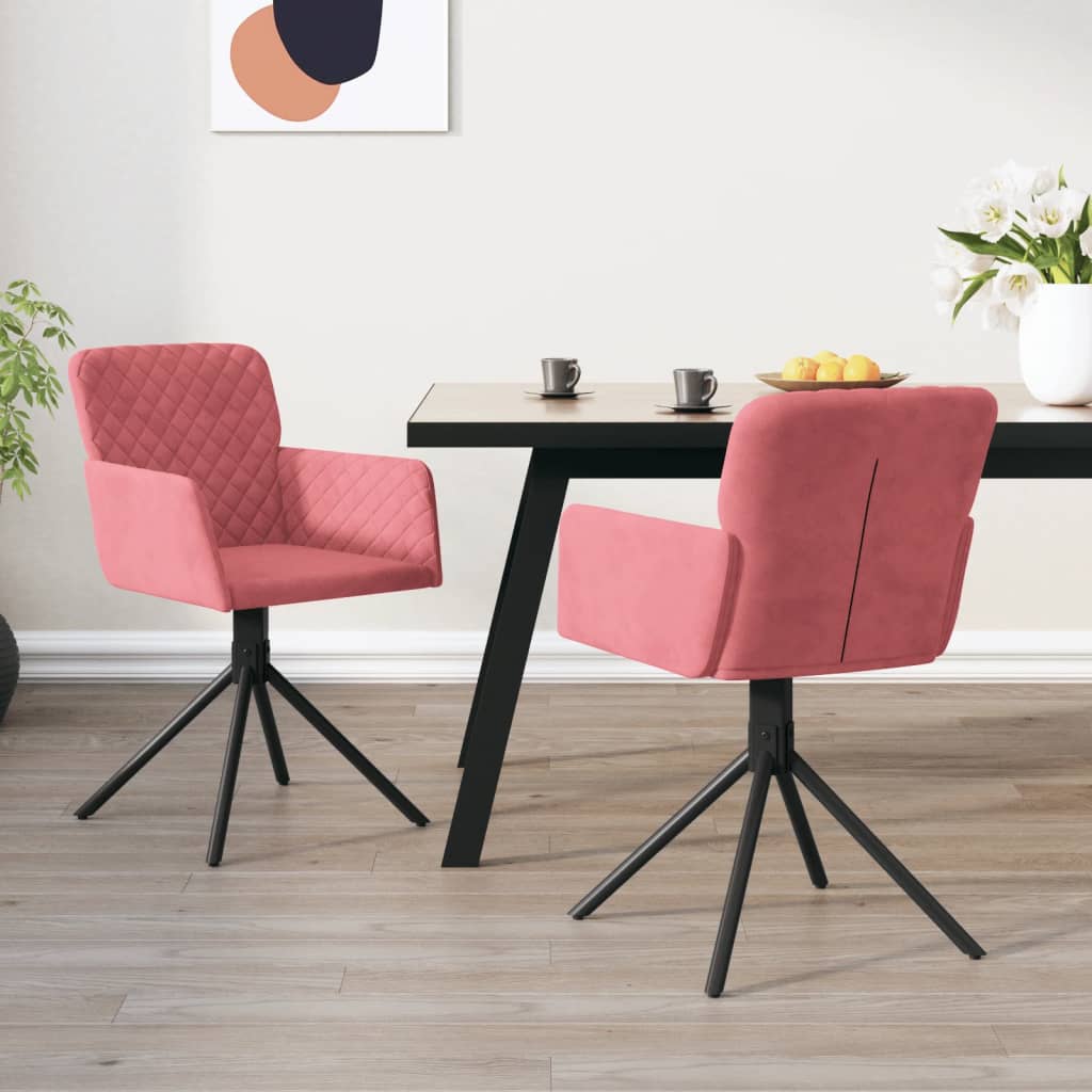 Sedie da Pranzo Girevoli 2 pz Rosa in Velluto | homemem39