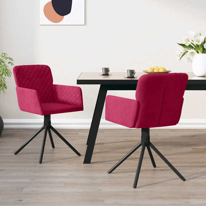 Sedie da Pranzo Girevoli 2 pz Rosso Vino in Velluto | homemem39