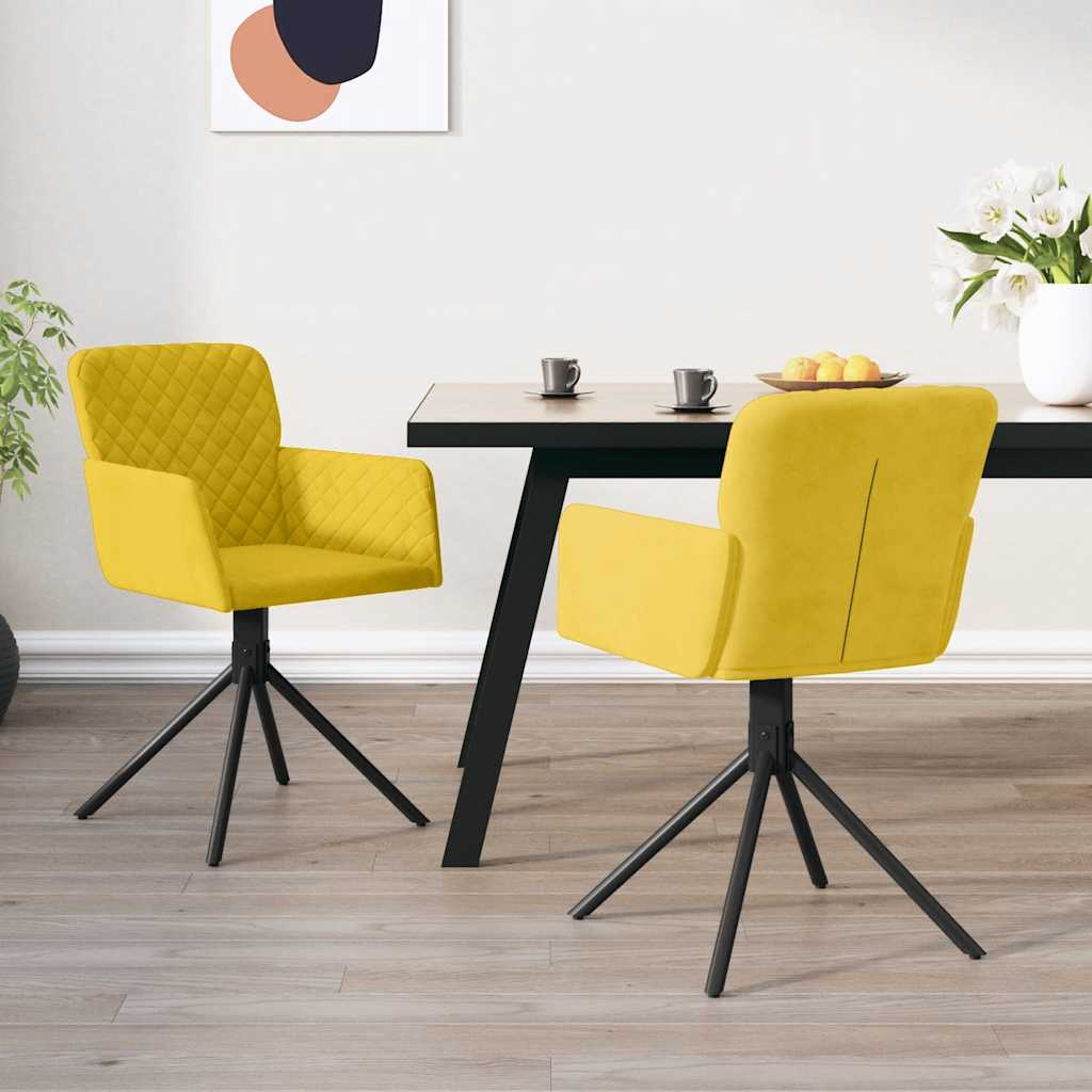 Sedie da Pranzo Girevoli 2 pz Gialle in Velluto | homemem39