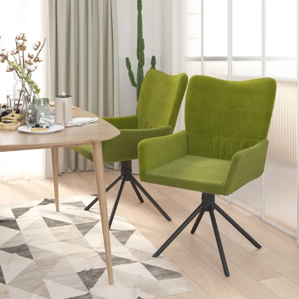 Sedie da Pranzo Girevoli 2 pz Verde Chiaro in Velluto | homemem39