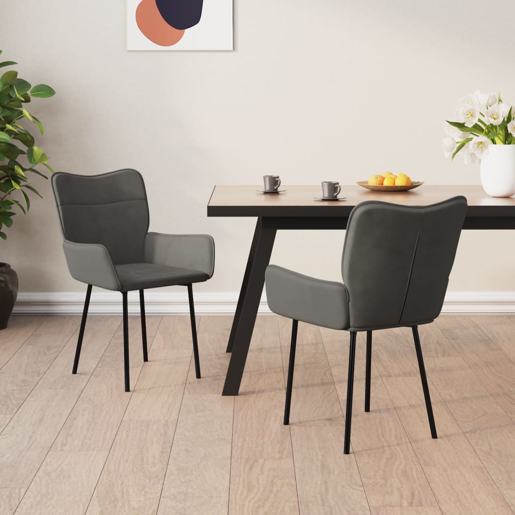 Sedie da Pranzo 2 pz Grigio Scuro in Velluto | homemem39