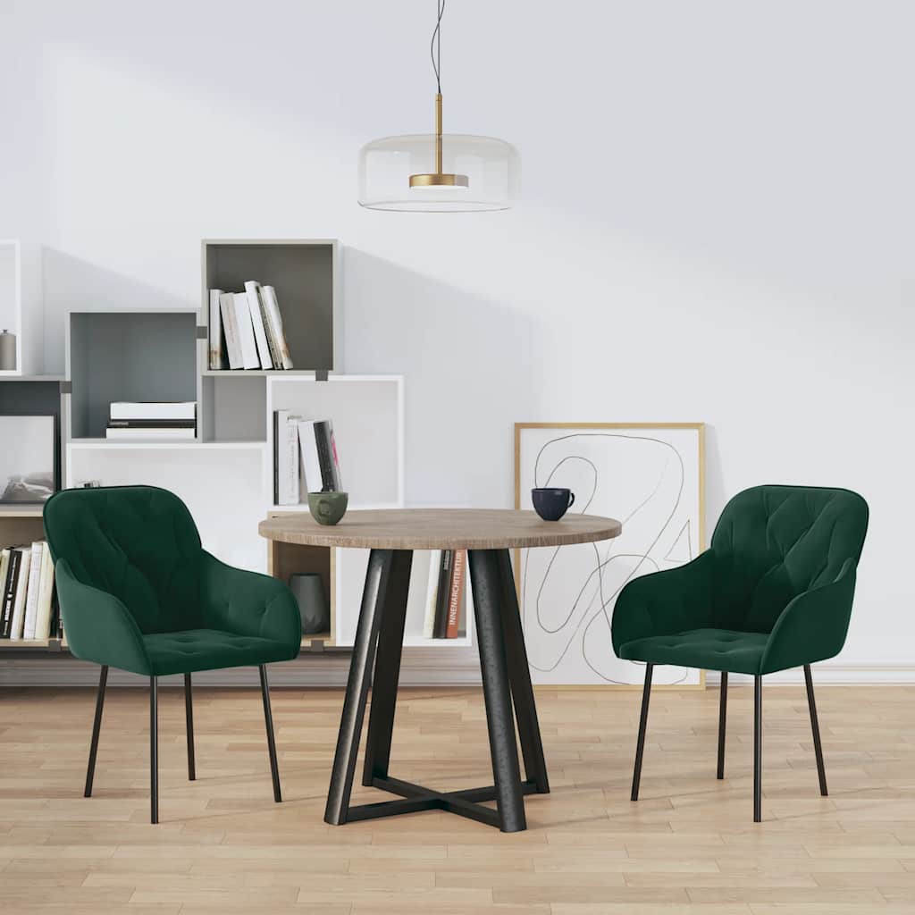 Sedie da Pranzo 2 pz Verde Scuro in Velluto | homemem39