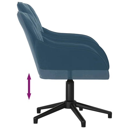 Sedia Girevole da Ufficio Blu in Velluto