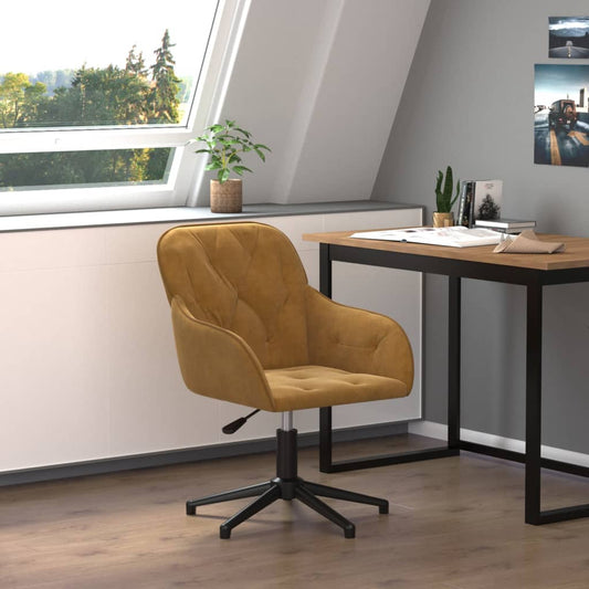 Brown Velvet Swivel Office Chair