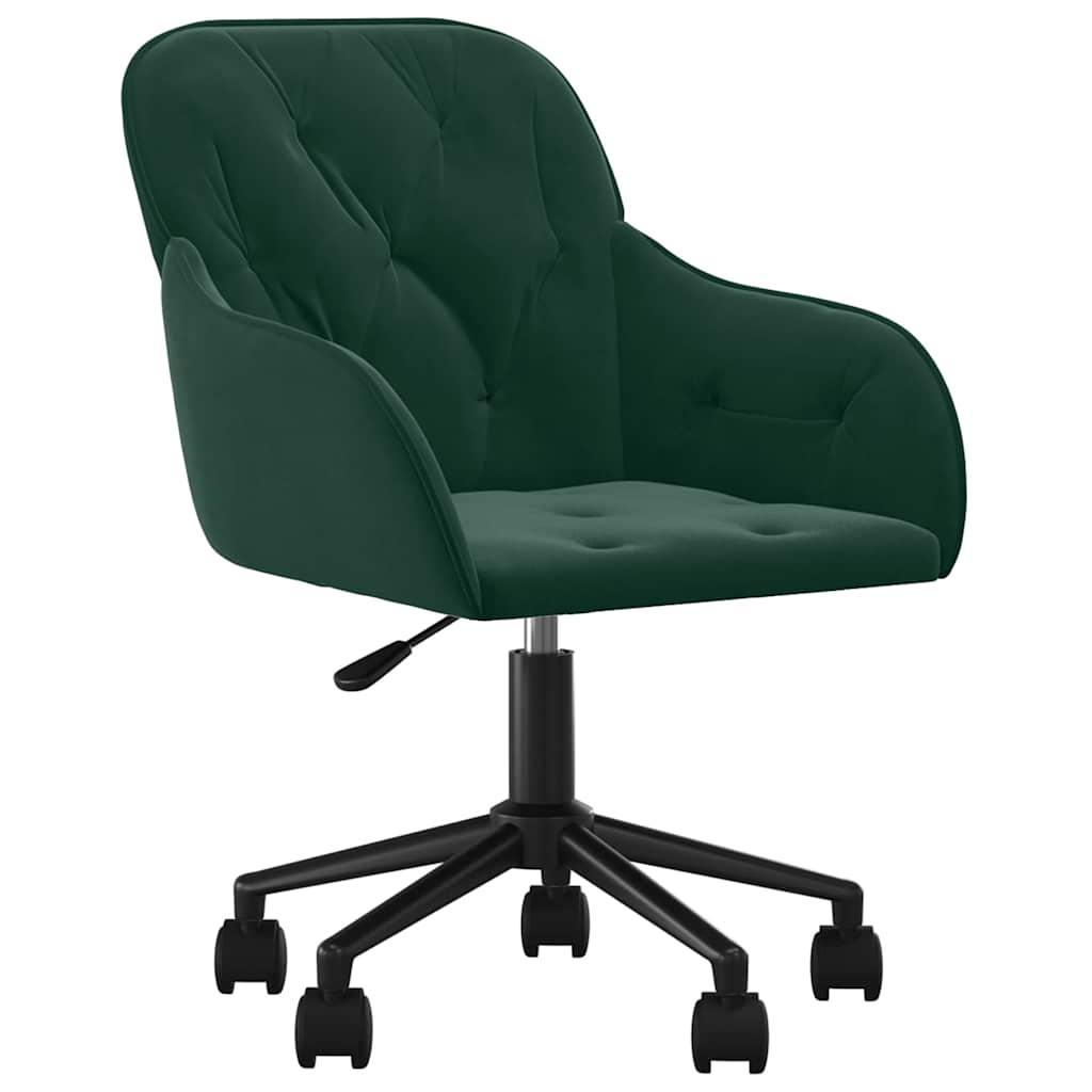 Sedia da Ufficio Girevole Verde Scuro in Velluto