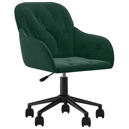 Sedia da Ufficio Girevole Verde Scuro in Velluto