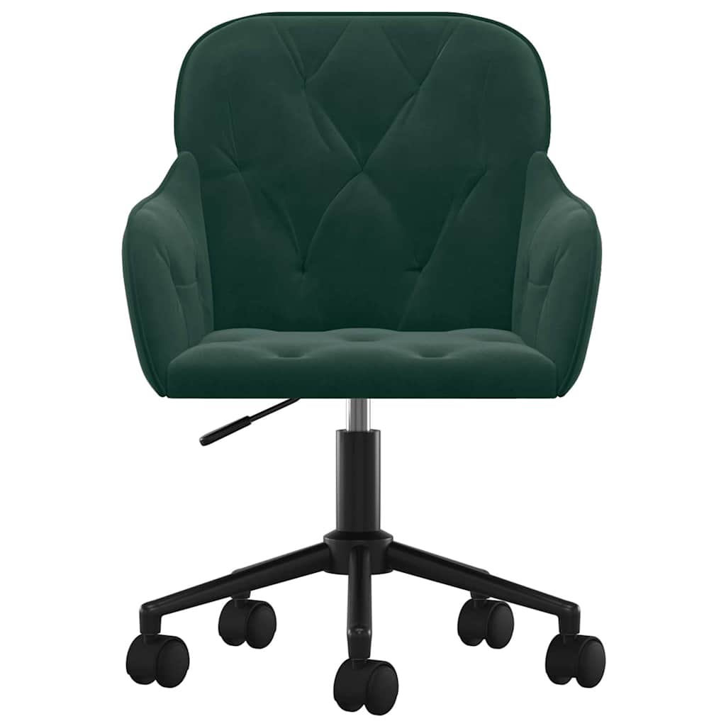 Sedia da Ufficio Girevole Verde Scuro in Velluto